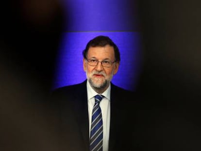 El líder del PP, Mariano Rajoy, este lunes.