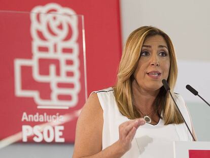 Susana Díaz, durante su intervención en el comité director del partido. Foto: Mónica Torres