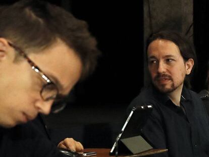 El líder de Podemos, Pablo Iglesias, y su número dos, Íñigo Errejón, el pasado sábado.