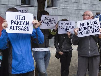 Concentración de la izquierda 'abertzale' este lunes en Alsasua (Navarra).