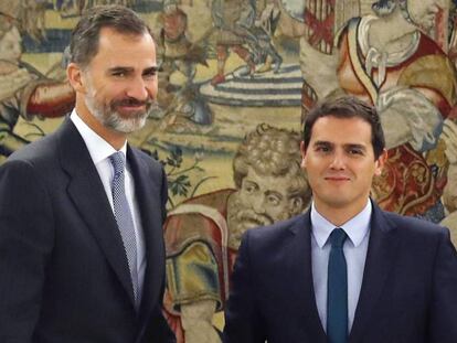 El Rey y Albert Rivera, este martes.