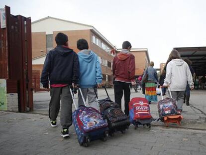 Jornada de huelga en un colegio de Madrid.