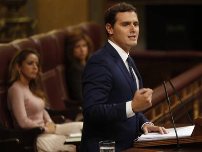 El líder de Ciudadanos, Albert Rivera, este jueves.