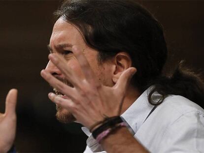 Pablo Iglesias, durante su intervención en el Congreso.