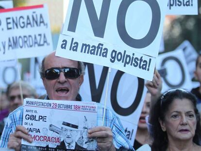 Un grupo de manifestantes, este sábado, en Madrid.