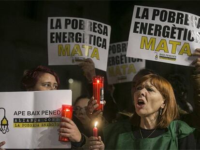 Manifestación contra la pobreza energética en Barcelona.