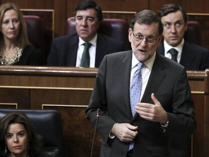 Mariano Rajoy durante el pleno de la sesión de control en el Congreso este miércoles.