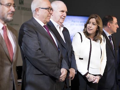 Susana Díaz, hoy durante el acto de firma del Pacto Andaluz por la Industria