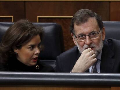 Santamaría y Rajoy, este miércoles, en el Congreso.