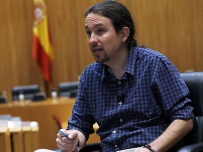 El líder de Podemos, Pablo Iglesias, en el Congreso.