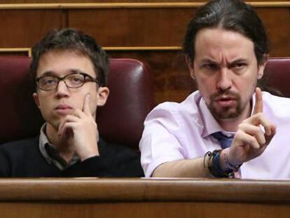Iñigo Errejón y Pablo Iglesias en el Congreso.