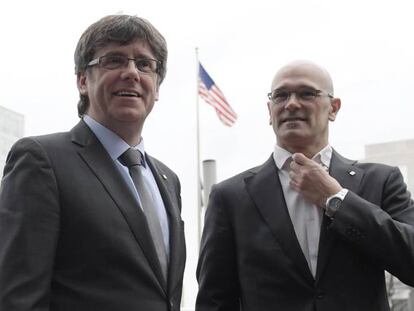 Puigdemont y Romeva, en Washington.