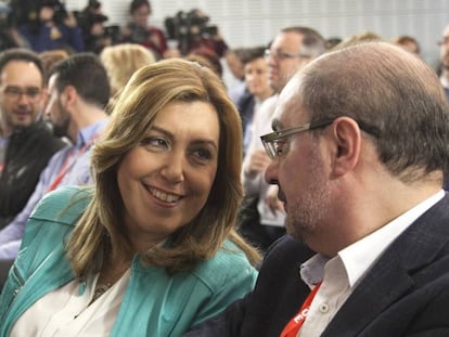 Susana Díaz con Javier Lambán en el comité federal del PSOE.