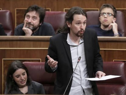 Pablo Iglesias en un pleno del Congreso de los Diputados.