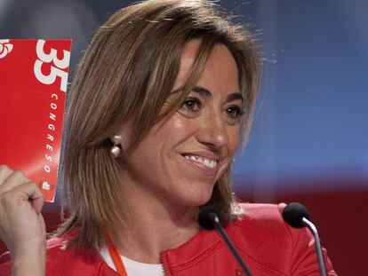 Carmen Chacon en el 38 congreso federal del PSOE, en febrero de 2012, celebrado en Sevilla.