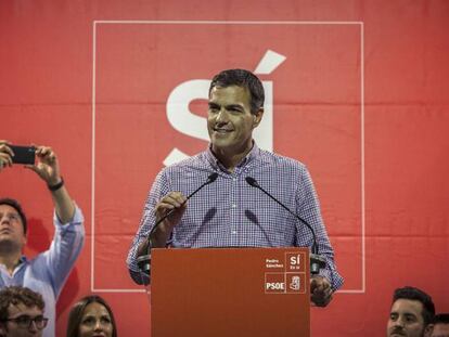 El candidato a la secretaría general del PSOE, Pedro Sánchez, este jueves en Cádiz.