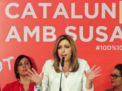 Susana Diaz en un acto de primarias en Barcelona.