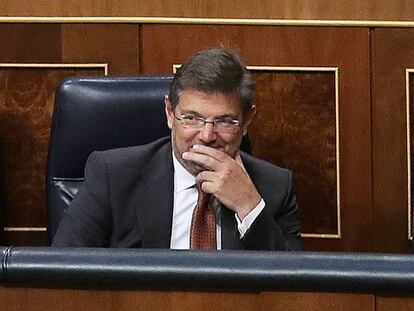 El ministro de Justicia, Rafael Catalá, durante el debate en pleno del Congreso de los Diputados de este martes.