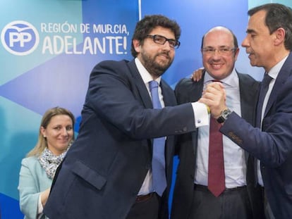 Fernando López Miras, Pedro Antonio Sánchez y Fernado Martínez Maillo.