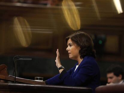 La vicepresidenta del Gobierno, Soraya Saénz de Santamaría, este martes en el Congreso.