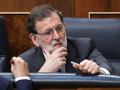 Rajoy en su escaño en el Congreso.