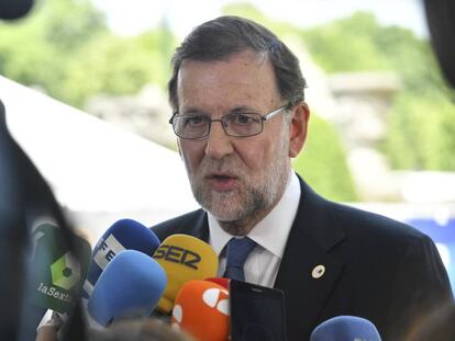 Rajoy a su llegada a la reunión del Partido Popular Europeo.
