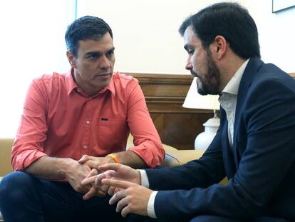 Pedro Sánchez y Alberto Garzón este jueves.