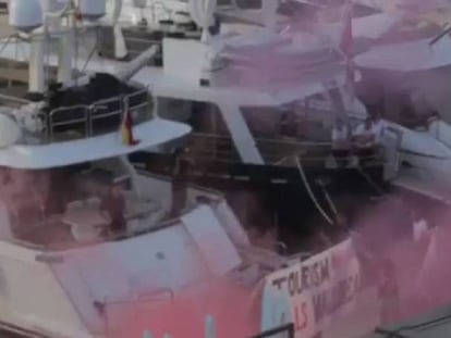 Fotograma de la acción de Arran en Palma de Mallorca compartida en su Twitter.
