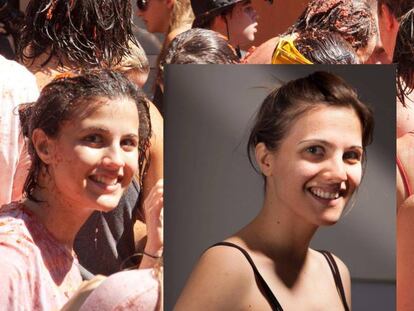 A la izquierda, la chica de la Tomatina. En la derecha, la foto de Eva Casado.