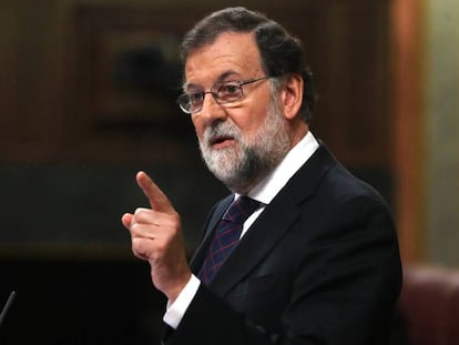 Mariano Rajoy, durante la comparecencia.