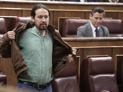 Pablo Iglesias, hoy en el Congreso.