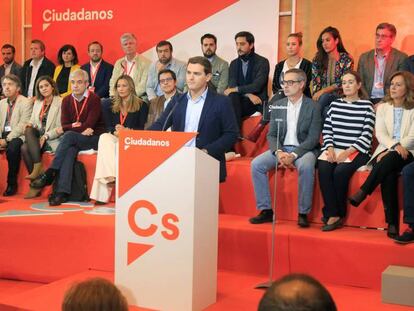 Albert Rivera, este sábado, durante su intervención en el Consejo General de Ciudadanos.