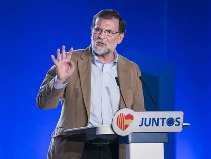 Mariano Rajoy, este domingo durante un mitin en Barcelona.