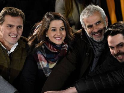 Albert Rivera, Inés Arrimadas, Carlos Carrizosa y Fernando Tomás del Páramo celebran los resultados electorales el 21-D.