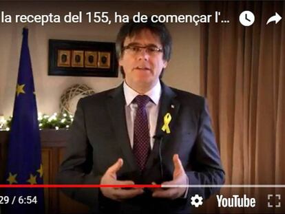 Puigdemont, durant el seu discurs de Cap d'Any.