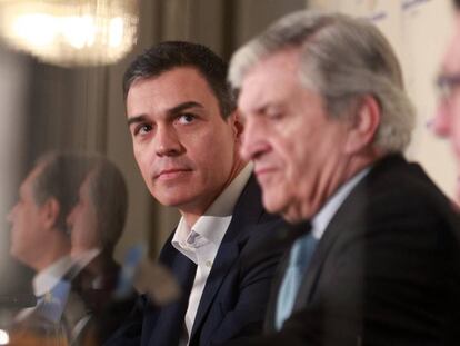 El secretario general del PSOE, Pedro Sánchez, durante la reunión de la ejecutiva federal del partido, en la sede de Ferraz, en Madrid.