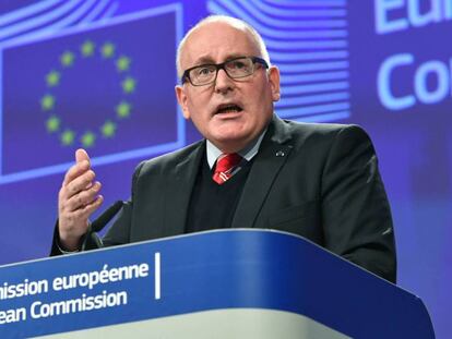 El vicepresidente de la Comisión Europea, Frans Timmermans, este miércoles en Bruselas.