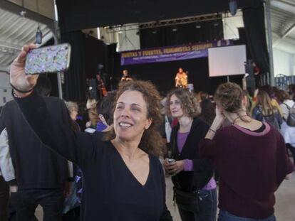 'El eventazo', acto de apoyo público a la huelga feminista del 8 de marzo celebrado en Madrid el 11 de febrero.