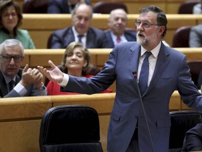 Mariano Rajoy, durante la sesión de control en el Senado.