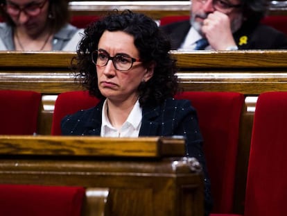 La secretaria general de ERC, Marta Rovira, este jueves en el Parlament.