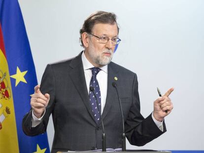 Mariano Rajoy, durante su intervención este viernes en Bruselas. En vídeo, rueda de prensa de Rajoy tras la cumbre europea.