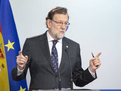 Mariano Rajoy, durante su intervención este viernes en Bruselas. En vídeo, rueda de prensa de Rajoy tras la cumbre europea.