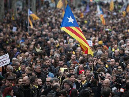 Manifestación por la detención del expresidente Carles Puigdemont.
