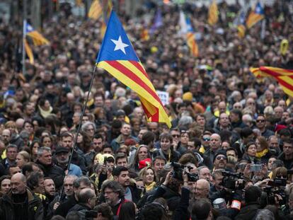 Manifestación por la detención del expresidente Carles Puigdemont.