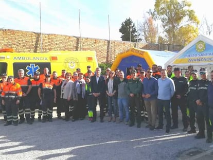 Las 120 personas del equipo de seguridad del Toro del Aleluya de Arcos de la Frontera de este año.