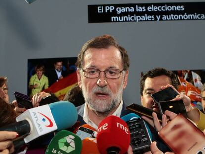 Mariano Rajoy, este sábado, en la Convención Nacional del PP en Sevilla.
