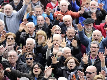Concentración de pensionistas el pasado lunes en Bilbao.