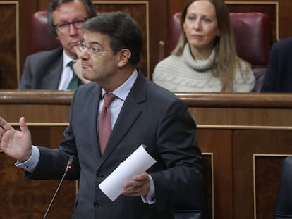 El ministro de Justicia, Rafael Catalá, durante la sesión de control al Gobierno.