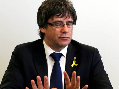 El expresidente de la Generalitat Carles Puigdemont, ayer en Berlín.