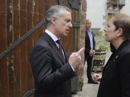 La presidenta de Navarra, Uxue Barkos, y el lehendakari, Iñiigo Urkullu, este viernes. Foto: L. Rico | Vídeo: ATLAS